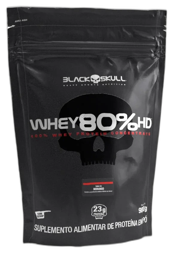 Whey Concentrado 80% HD Caveira Preta Black Skull